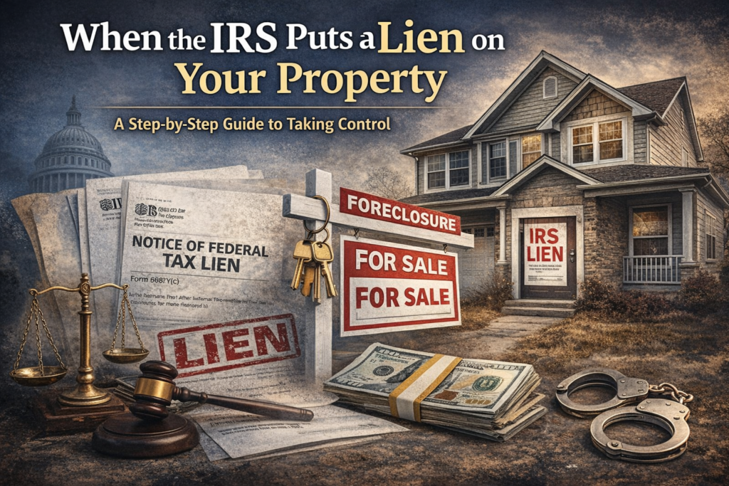 IRS tax lien placed on a homeowner's property with notice of federal tax lien